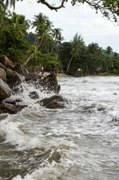 Waves Beating The Rocks Stock Photos