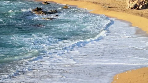 Waves on the beautiful beach Stock Footage 266679308