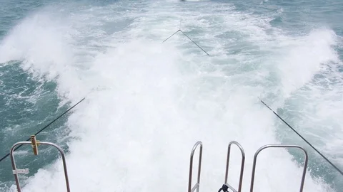 Waves Behind Boat Engine Stock Footage 91224296
