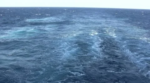 Waves behind ship Stock Footage 10610268