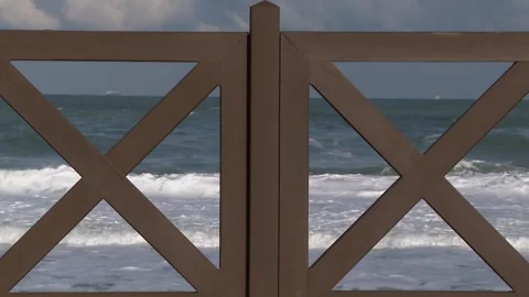 Waves behind the window Video stock 147490348