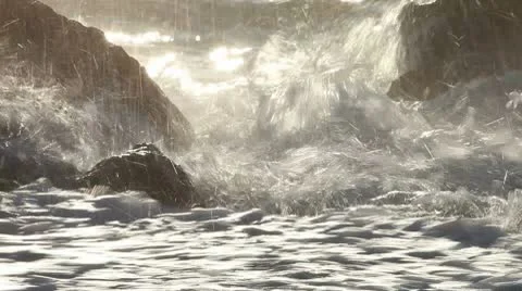 Waves between marine rocks Stock Footage 10709260