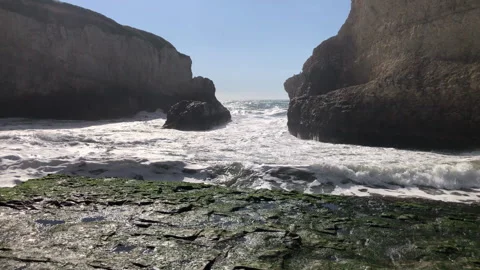 Waves between rocks at Davenport, CA Stock Footage 256498073