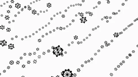 Waves of black atoms on a white background. Vídeo Stock 229076746