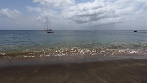 Waves on Black Sand Beach Video stock 94839126