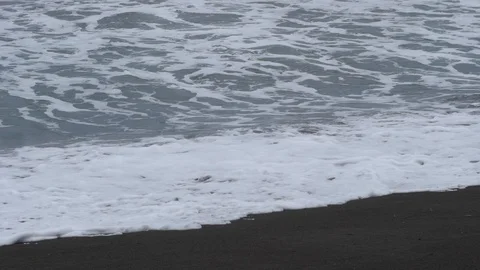 Waves On Black Sand Beach Stock Footage 120491476
