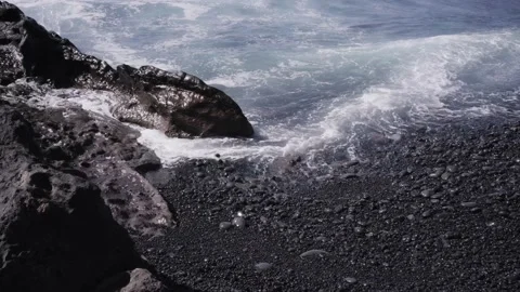 Waves on the black sand at Lanzarote Stock Footage 149182849