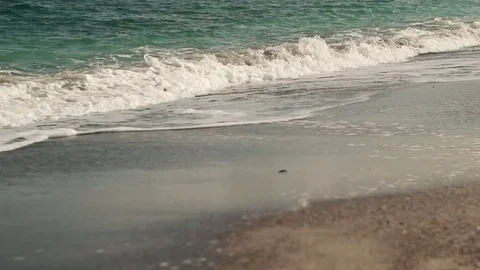 Waves Of Black Sea Water with A Sandy Beach Stock Footage 75265568