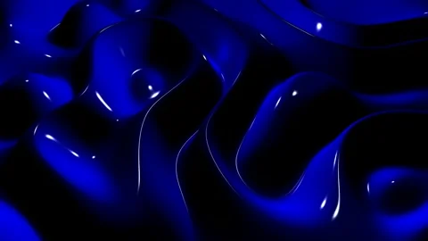 Waves of Blue Paint, Background, Exclusive, 3D Render, Reflection Stock Footage 268762210