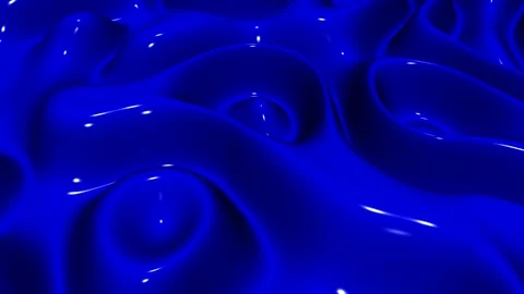 Waves of Blue Paint, Exclusive, 3D Render, Background, Reflection Stock Footage 268762383