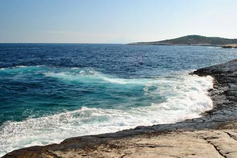 Waves On The Blue Sea Stock Photos