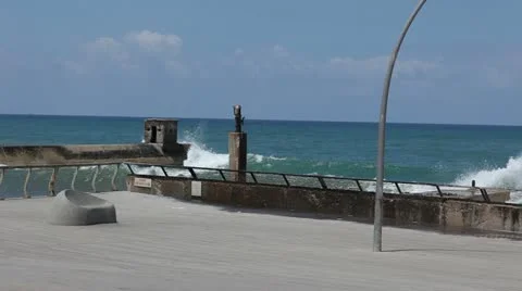 Waves on the boardwalk Stock Footage 12125736