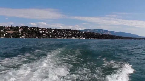 Waves from a Boat Stock Footage 48632956