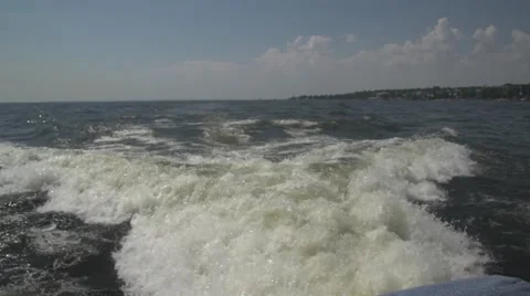 Waves from boats on the river Stock Footage 41593890