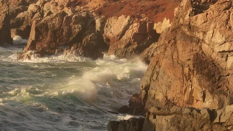 Waves break on Big Sur coast, Garrapata State Park, California Video stock 97662237