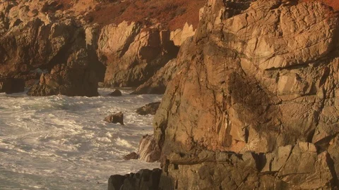 Waves break on Big Sur coast, Garrapata State Park, California Stock Footage 97664435