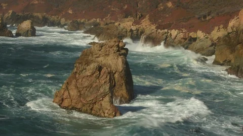 Waves break on Big Sur coast, Garrapata State Park, California, Timelapse Stock Footage 97669425