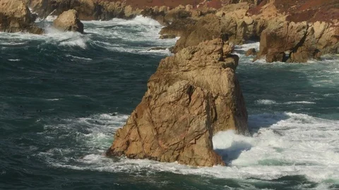 Waves break on Big Sur coast, Garrapata State Park, California Video stock 97669725