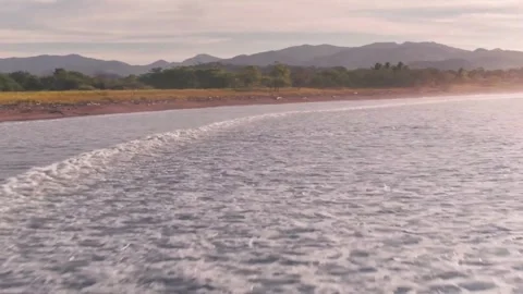 Waves break gently on a serene beach at sunset Stock Footage 320293515