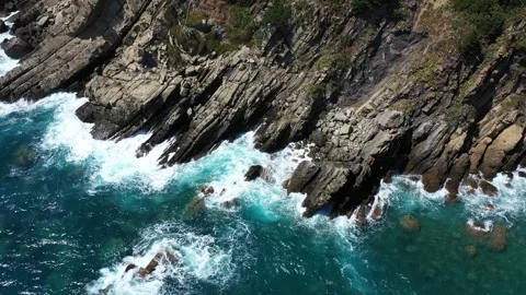 Waves break on the rock Stock Footage 260812163