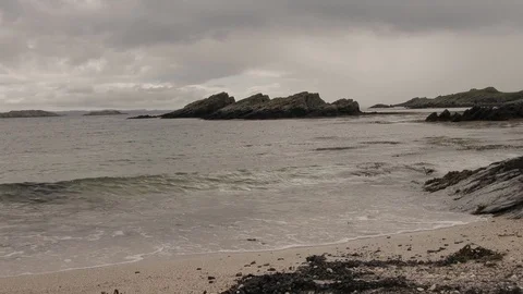 Waves break on the rocks 2  4K-Scotland Video stock 95031250