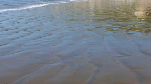 Waves Break on Sandy Beach Video stock 78082516
