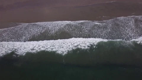 Waves Break On Shore, Drone Flies Out To Sea (Away From Beach) Stock Footage 81236371