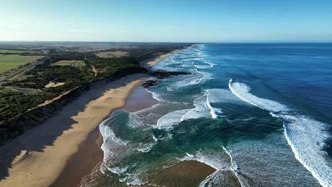 Waves Breaking Along Remote Australian Coastline Stock Photos