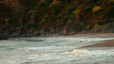 Waves breaking on beach. Stock Footage 88367634