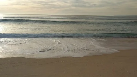 Waves breaking on a beach Stock Footage 100646712