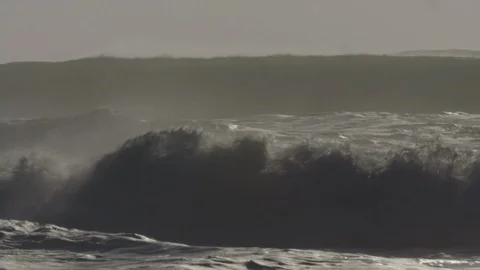 Waves breaking on the beach Stock Footage 105343756