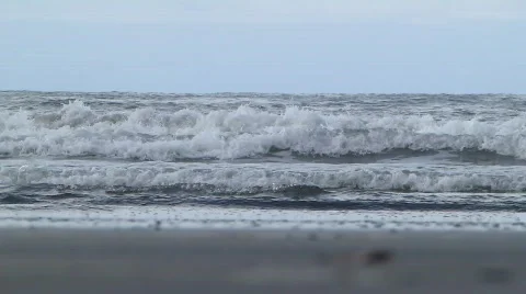 Waves breaking on the beach (HD) c Stock Footage 547587