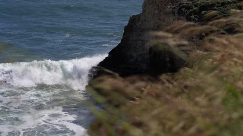 Waves Breaking Big Sur Pacific Coast Highway California PCH Aerial Drone Stockbeeldmateriaal 246702984