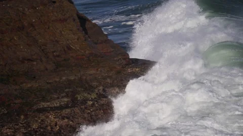 Waves Breaking Big Sur Pacific Coast Highway California PCH Aerial Drone Stock Footage 246702999