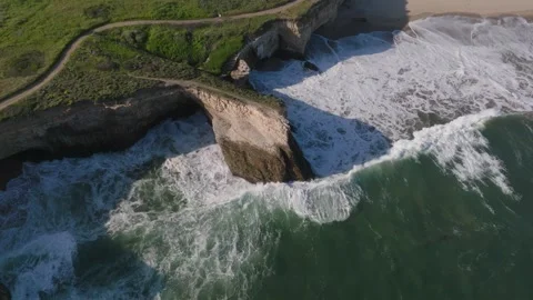 Waves Breaking Big Sur Pacific Coast Highway California PCH Aerial Drone Video stock 246703023