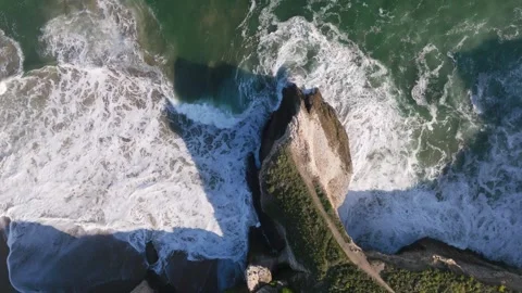 Waves Breaking Big Sur Pacific Coast Highway California PCH Aerial Drone Stock-Footage 246703033
