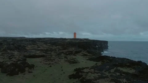 Waves breaking on the black rock cliff of western Icelandic coast, Snaefellsnes Stock Footage 98263257