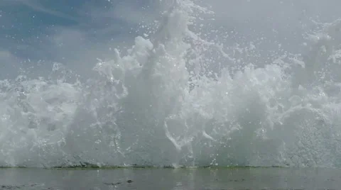 Waves Breaking on the Breakwater Видео 50347921