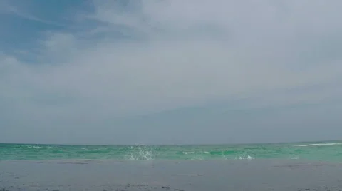 Waves Breaking on the Breakwater Stock Footage 52096035