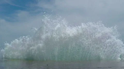Waves Breaking on the Breakwater Stock Footage 53918994