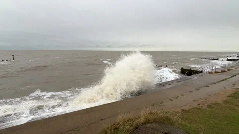 Waves Breaking On A British Beach Stock Footage 293174331