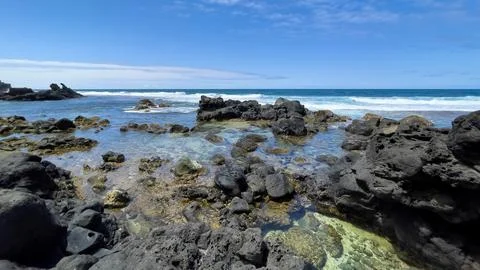 Waves breaking on Gris Gris Beach, Souillac, Mauritius Stock Photos