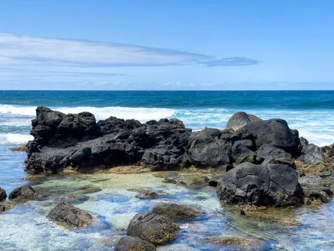 Waves breaking on Gris Gris Beach, Souillac, Mauritius Stock-Fotos