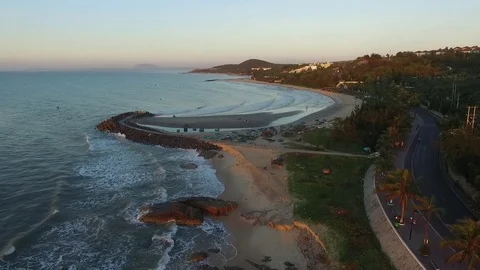 Waves breaking on jetty Stock Footage 73284165