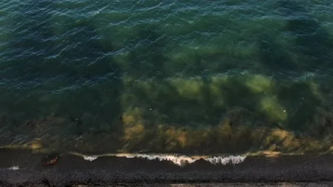 Waves Breaking on Lake Shore Stock Footage 219700298