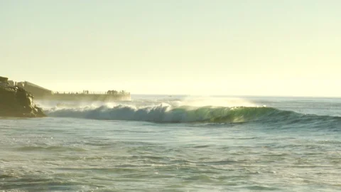 Waves Breaking On A Late Afternoon in La Jolla Cove Stock Footage 89823963
