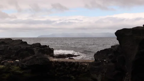 Waves Breaking Over Costal Rocks. Roque Do Pico, Pico, Portugal, Azores Stock Footage 238410216