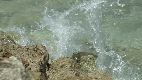 Waves Breaking Onto Rocks In Barbados Stock Footage 106893016