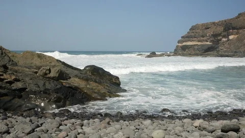 Waves breaking on the rocks Stock Footage 105066603