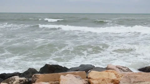 Waves breaking on rocks Stock Footage